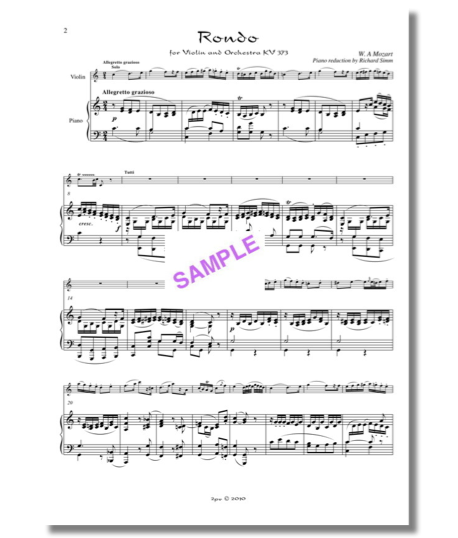 Violin and piano, Rondo in C arranged, Mozart violin piano, new accompaniment, Simm Mozart
