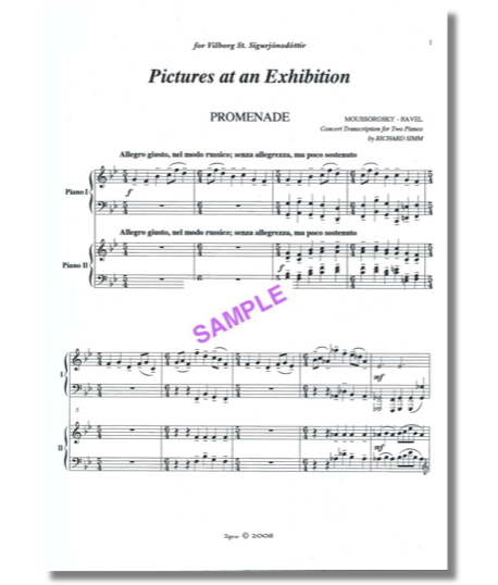 Two pianos, Pictures at an Exhibition arranged, Mussorgsky 2 pianos, piano duo, Simm 2 pianos