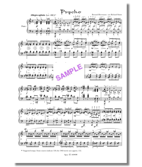 Solo piano, Psycho arranged, Herrmann solo piano, arrangement, Simm Herrmann