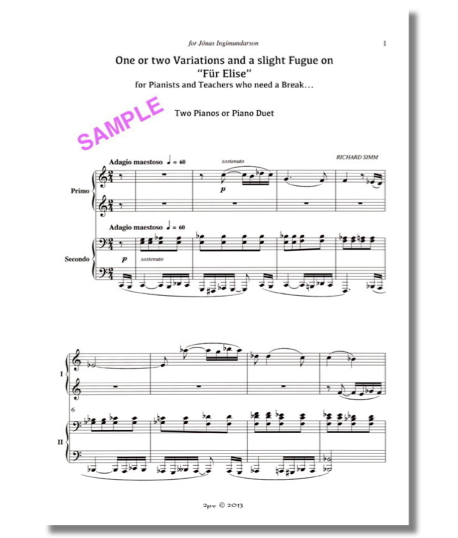 Piano duet, Für Elise Variations arranged, Beethoven 2 pianos, piano duo, Simm 2 pianos