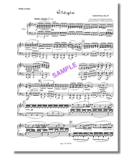 Violin and piano, Elégie arranged, Fauré violin piano, new accompaniment, Simm Fauré