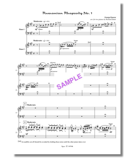 Two pianos, Rumanian Rhapsody arranged, Enescu 2 pianos, piano duo, Simm 2 pianos, Enesco, Roumanian