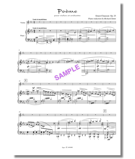 Violin and piano, Poème arranged, Chausson violin piano, new accompaniment, Simm Chausson