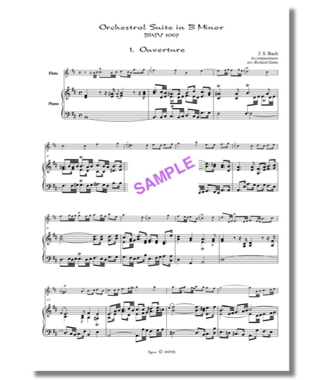 Suite in B minor, arranged, Bach flute piano, new accompaniment, Simm arrange