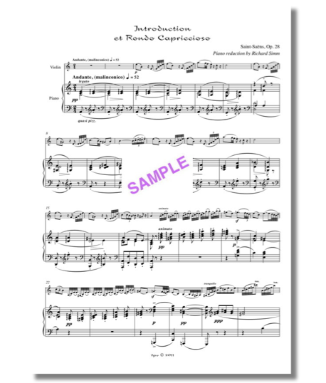 Violin and piano, Introduction and Rondo arranged, Rondo Capriccioso arranged, Saint-Saëns violin piano, new accompaniment, Simm Saint-Saëns
