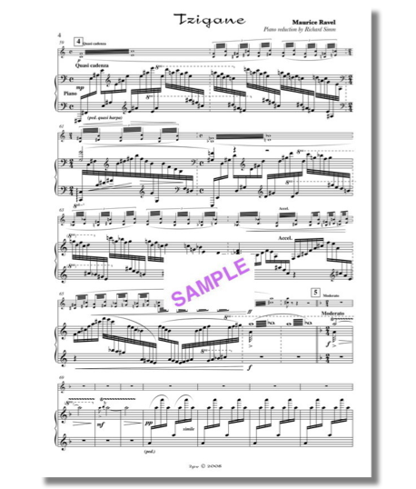 Violin and piano, Tzigane arranged, Ravel violin piano, new accompaniment, Simm Ravel